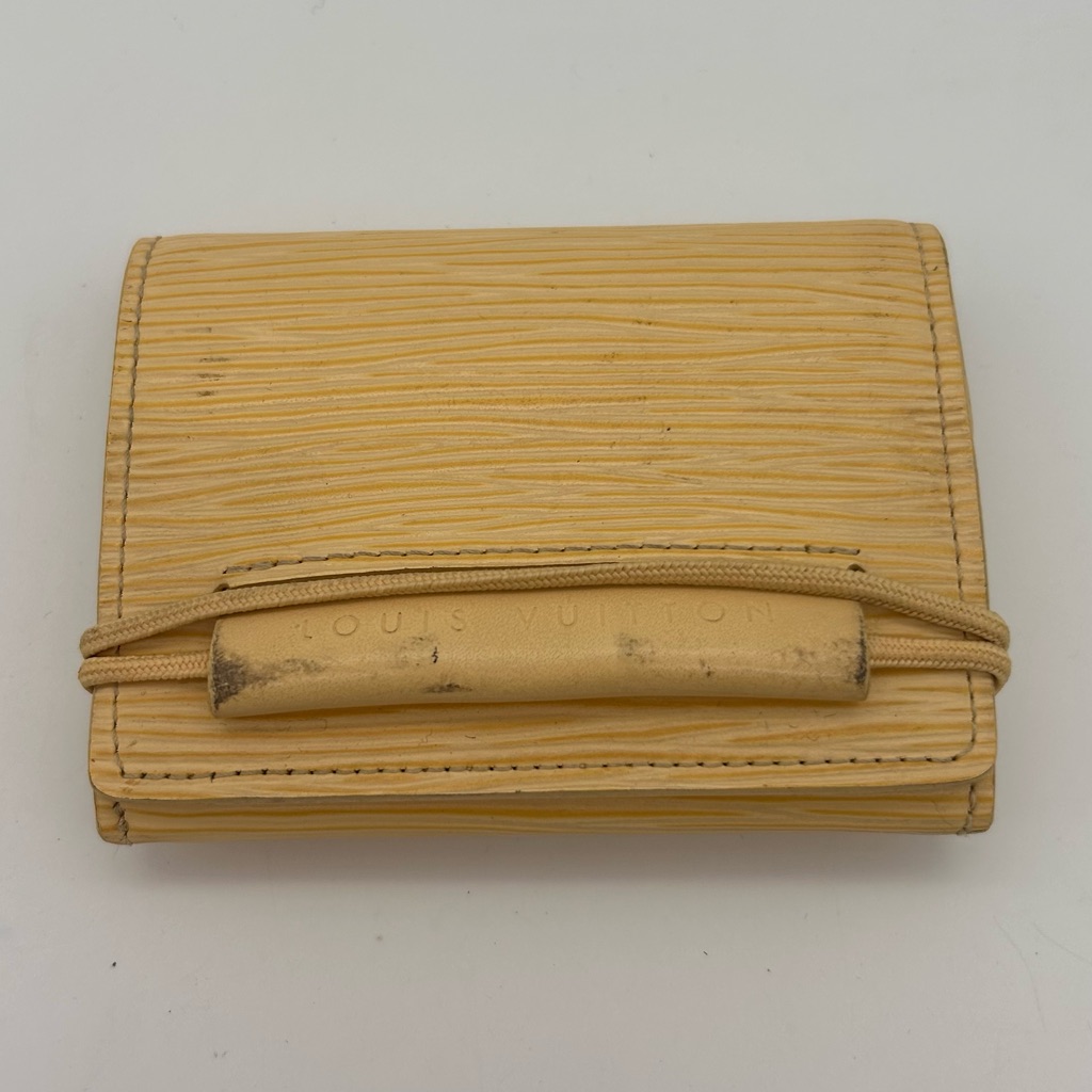 Louis Vuitton Vintage Cream Epi Leather Elastique Wallet Card Case Beige Mi0090